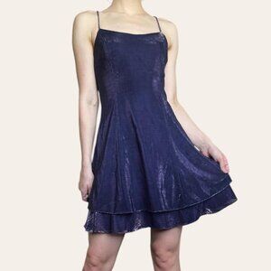 90s vintage shimmery purple mini party dress layered skirt Steppin’ Out XS/S